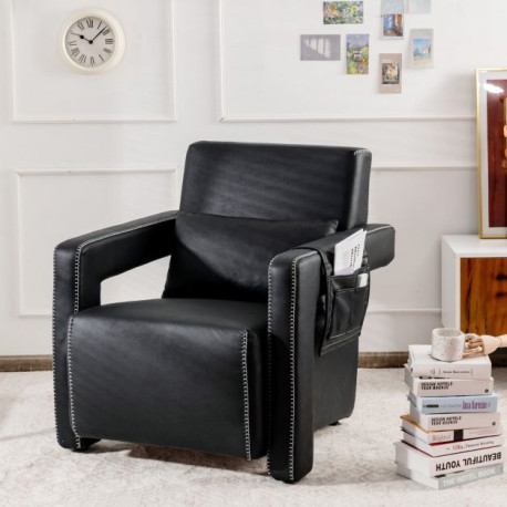 Modern Upholstered Padded Accent Chair with Footstool and Lumbar Pillow