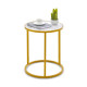 Marble Top Round Side Table with Golden Metal Frame