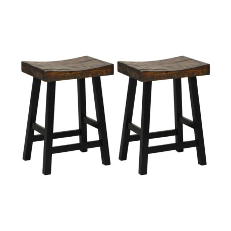 62/74cm Saddle Bar Stools Set of 2 with Saddle Style Seat and Footrest