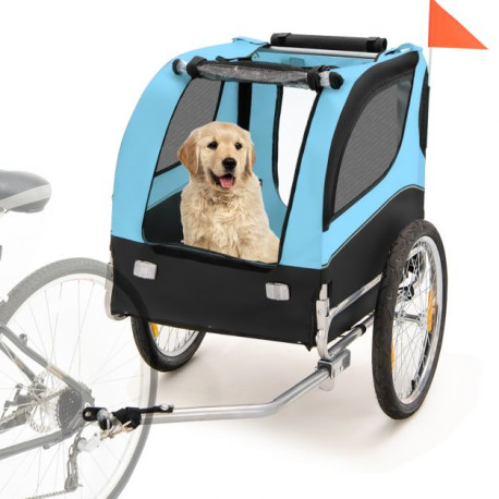 Folding Pet Bike Trailer with 3 Zippered Doors and 8 Reflectors