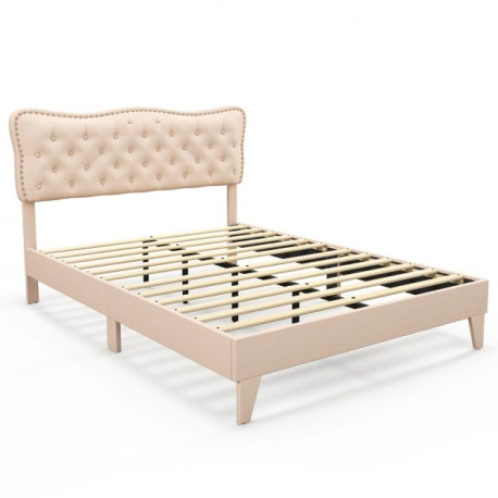 Double/King Size Bed Frame with Button Tufted Headboard