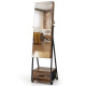 Mobile Standing Lockable Jewelry Cabinet with Full Length Mirror