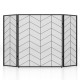 3-Panel Folding Spark Guard with Chevron Herringbone Pattern