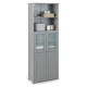 Freestanding Storage Cabinet with Tempered Glass Door and Open Shelves