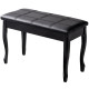 Leather Piano Bench with Storage Compartment and Wooden Legs