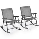 Folding Rocking Chair Set of 2 with Breathable Seat Fabric and Sturdy Metal Frame