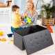 Fabric Foldable Storage Ottoman with Padded Seat for Living Room
