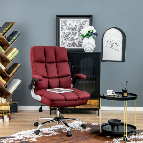 Linen Upholstered Executive Chair with Ergonomic High Back