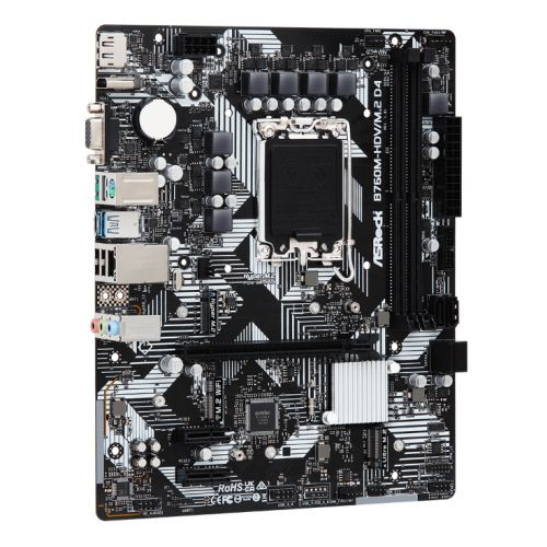 Asrock B760M-HDV/M.2 D4, Intel B760, 1700, Micro ATX, 2 DDR4, VGA, HDMI, DP, GB LAN, PCIe4, 2x M.2