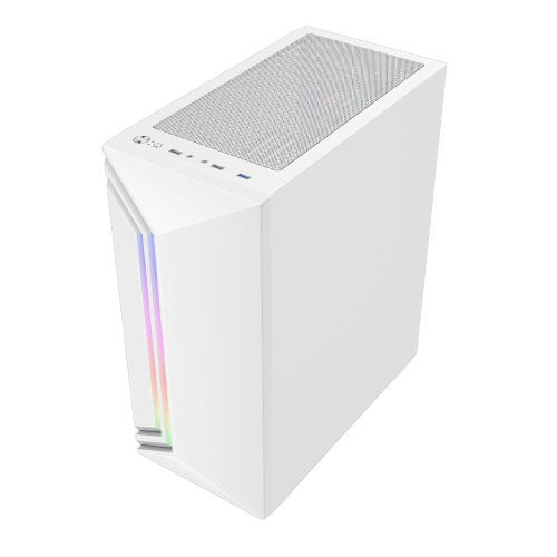 Vida Apollo White ARGB Gaming Case w/ Glass Window, ATX, Rear ARGB Fan, Front LED Strips