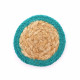 Natural Coaster - Jute &amp; Cotton 10cm  (set of 4) - Teal Boarder