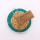 Natural Coaster - Jute &amp; Cotton 10cm  (set of 4) - Teal Boarder