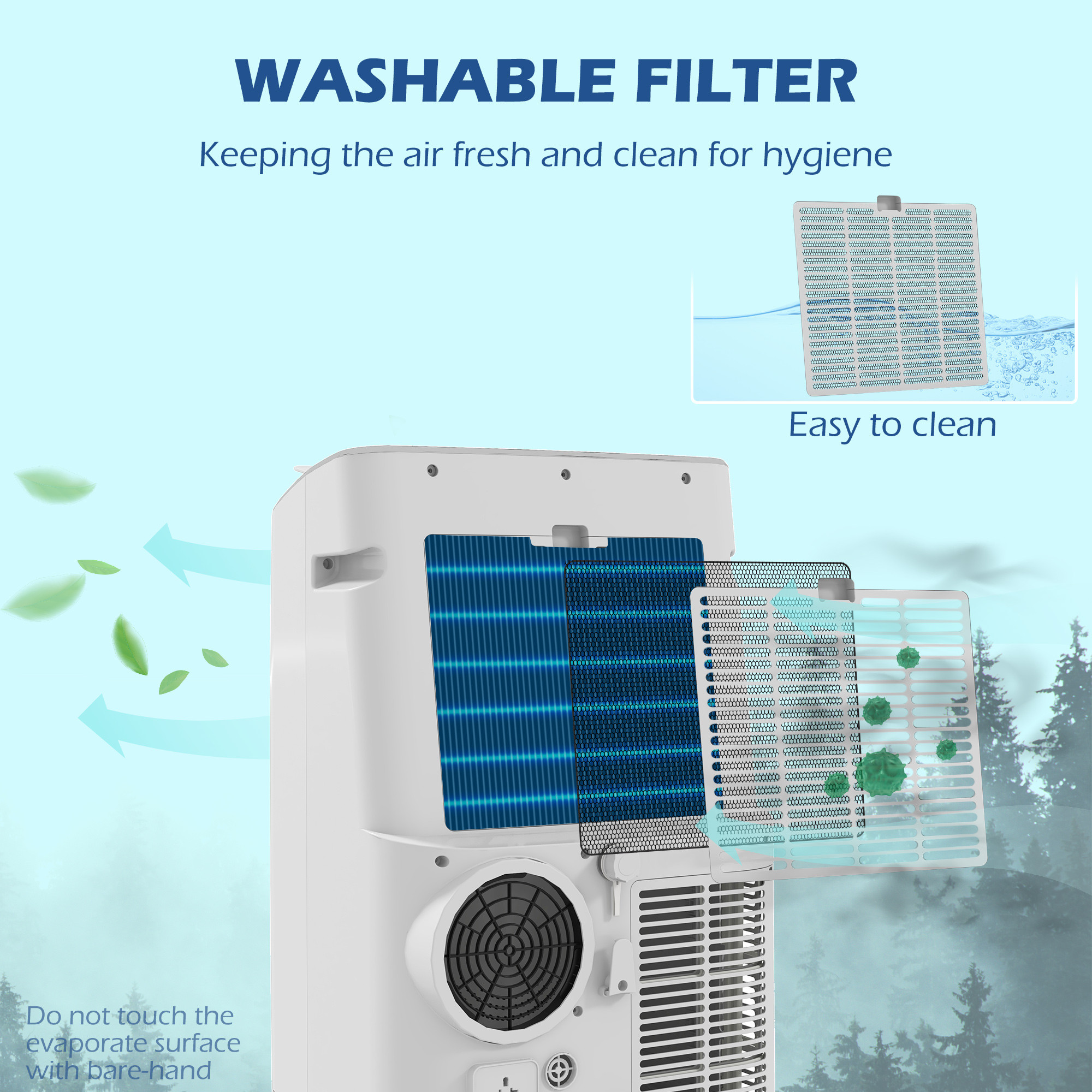 14000 BTU Mobile Air Conditioner, Smart Home WiFi Compatible, with Heater, Cooler, Dehumidifier, Fan, 24H Timer