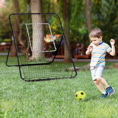 Foldable Football Rebounder Net, with Adjustable Angles - Black