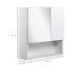 kleankin Bathroom Mirror Cabinet Wall-Mounted Storage w/ Double Door Adjustable Shelf - White