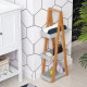 kleankin Bathroom Storage Shelves, 3-Tier Slim Shelving Unit, Freestanding Bamboo Shelf Unit, A Frame Space Saver Toilet Rack, N
