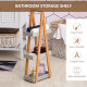 kleankin Bathroom Storage Shelves, 3-Tier Slim Shelving Unit, Freestanding Bamboo Shelf Unit, A Frame Space Saver Toilet Rack, N