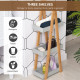 kleankin Bathroom Storage Shelves, 3-Tier Slim Shelving Unit, Freestanding Bamboo Shelf Unit, A Frame Space Saver Toilet Rack, N