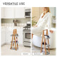 kleankin Bathroom Storage Shelves, 3-Tier Slim Shelving Unit, Freestanding Bamboo Shelf Unit, A Frame Space Saver Toilet Rack, N