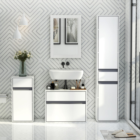 MDF Tri-Compartment Bathroom Storage Cabinet White