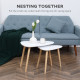 Nesting Coffee Table, Set of 2 Side Tables, Stacking End Tables with Solid Wood Legs, for Living Room Bedroom, White