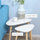 Nesting Coffee Table, Set of 2 Side Tables, Stacking End Tables with Solid Wood Legs, for Living Room Bedroom, White