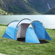 Outsunny 2-3 Man Tunnel Tent with Vestibule, Weather-Resistant Camping Tent with Air Vents for Fishing Hiking, Light Blue &amp; Grey