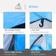 Outsunny 2-3 Man Tunnel Tent with Vestibule, Weather-Resistant Camping Tent with Air Vents for Fishing Hiking, Light Blue &amp; Grey
