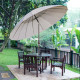 Outsunny 2.5m Tilting Parasol, with Pleated Canopy - Light Grey