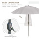 Outsunny 2.5m Tilting Parasol, with Pleated Canopy - Light Grey