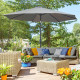 Outsunny 3(m) Tilting Parasol Garden Umbrellas, Outdoor Sun Shade with 8 Ribs, Tilt and Crank Handle for Balcony, Bench, Garden,