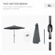 Outsunny 3(m) Tilting Parasol Garden Umbrellas, Outdoor Sun Shade with 8 Ribs, Tilt and Crank Handle for Balcony, Bench, Garden,