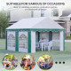 Outsunny 4 x 4m Garden Gazebo with Sides, Galvanised Marquee Party Tent with Four Windows and Double Doors, for Parties, Wedding
