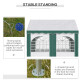 Outsunny 4 x 4m Garden Gazebo with Sides, Galvanised Marquee Party Tent with Four Windows and Double Doors, for Parties, Wedding