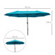 Outsunny 4.6m Canopy Parasol - Blue