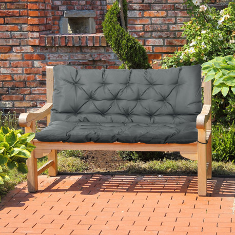 Outsunny Garden Bench Cushion, 2 Seater Swing Chair Cushion, Seat Pad with Ties for Indoor and Outdoor Use, 110 x 120 cm, Dark G