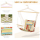 Outsunny Hanging Hammock Chair Swing Chair Thick Rope Frame Safe Wide Seat Indoor Outdoor Home, Patio, Yard, Garde Spot Stylish 