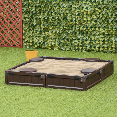 Outsunny Sand Pit Children's Plastic Sandpit w/ Water-Resistant Oxford Cover Bottom Fabric Liner kid Playset for 3-12 years old,