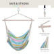 Outsunny Outdoor Hanging Rope Chair with Cotton Rope, Garden Hammock Chair with Wooden Support Bar Cotton Cloth, Portable Garden
