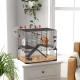 PawHut Gerbil Cage Dwarf Hamster Cage, with Deep Glass Bottom, Tunnels, Hut, Exercise Wheel, 60 x 40 x 57cm