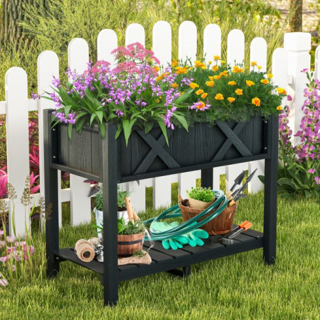HIPS Raised Garden Bed with Storage Shelf Drainage Holes