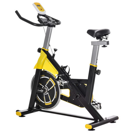 Exercise Bike, with 6kg Flywheel Belt Drive, Adjustable Resistance, LCD Display - Yellow