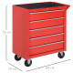 DURHAND 5-Drawer Lockable Tool Storage Cabinet with Wheels, Handle, 2 Keys, Steel Home Work DIY Workshop Chest, Garage Equipment