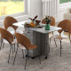 Multi-Storage Six-Person Drop Leaf Dining Table - Mixed Grey