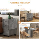 Multi-Storage Six-Person Drop Leaf Dining Table - Mixed Grey