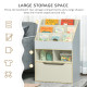 Kids Bookshelf, Toy Organiser, with Storage Drawer, Wheels - Grey