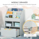 Kids Bookshelf, Toy Organiser, with Storage Drawer, Wheels - Grey