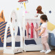 Kids Clothes Rail and Mirror Set 360° Rotation Free Standing Full Length Mirror and Hanging Rack with Storage Shelves Child&#039;s Dr
