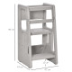 Kids Step Stool, with Adjustable Platform and Non-Slip Mat – Grey