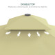 Outsunny 2.5m Square Double Top Garden Parasol Cantilever Umbrella with Ruffles, Beige